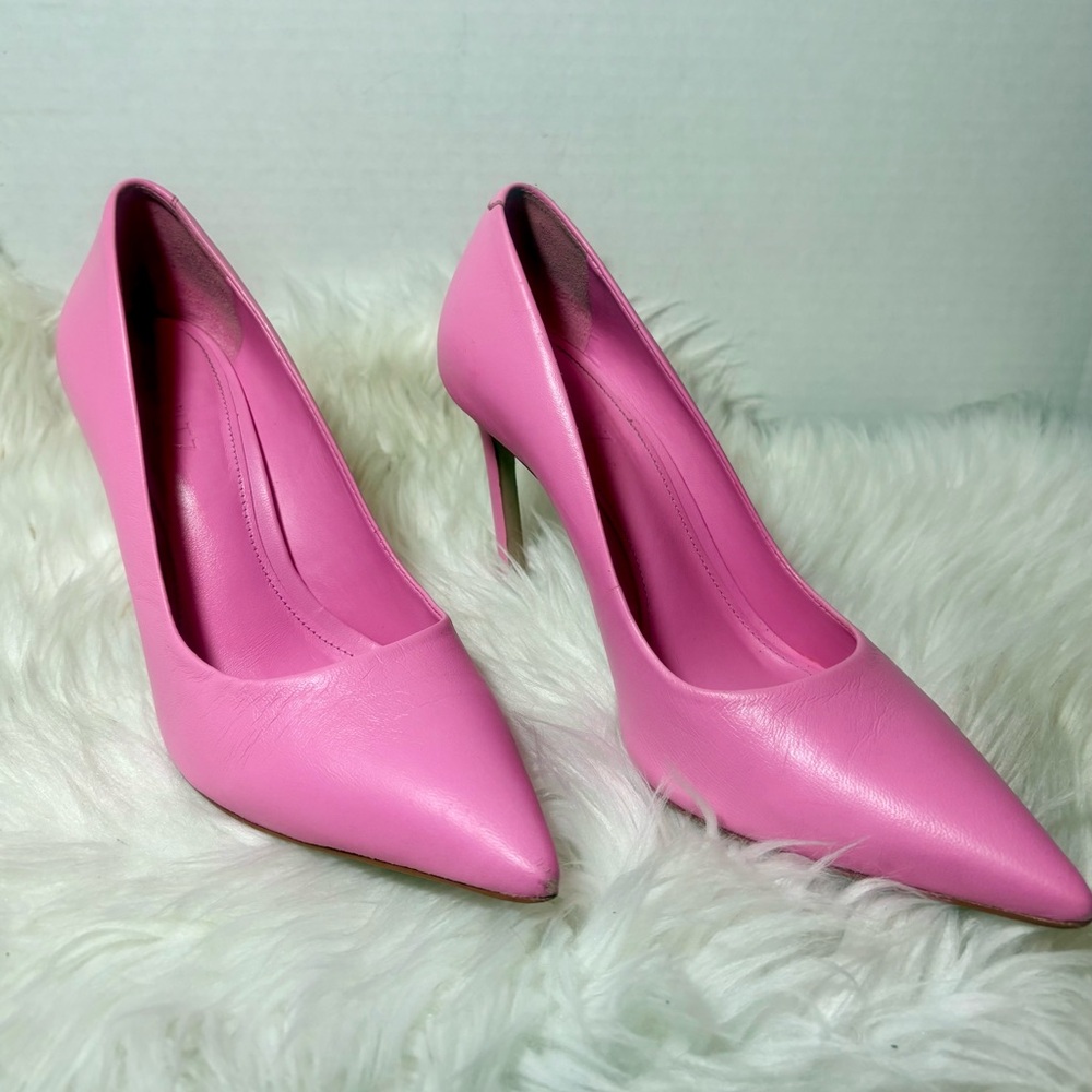 SCHUTZ Lou Paradise Pink Nappa Leather Pumps - Picture 3 of 11